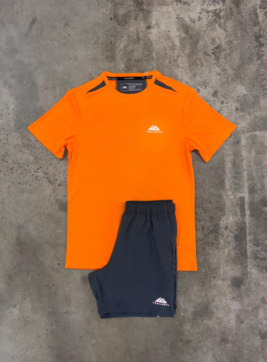 t-bg short set - orange black