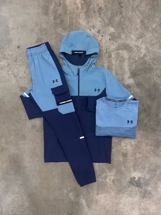 UN/ARM TECH TRACKSUIT+TEE - NAVY/BLUE