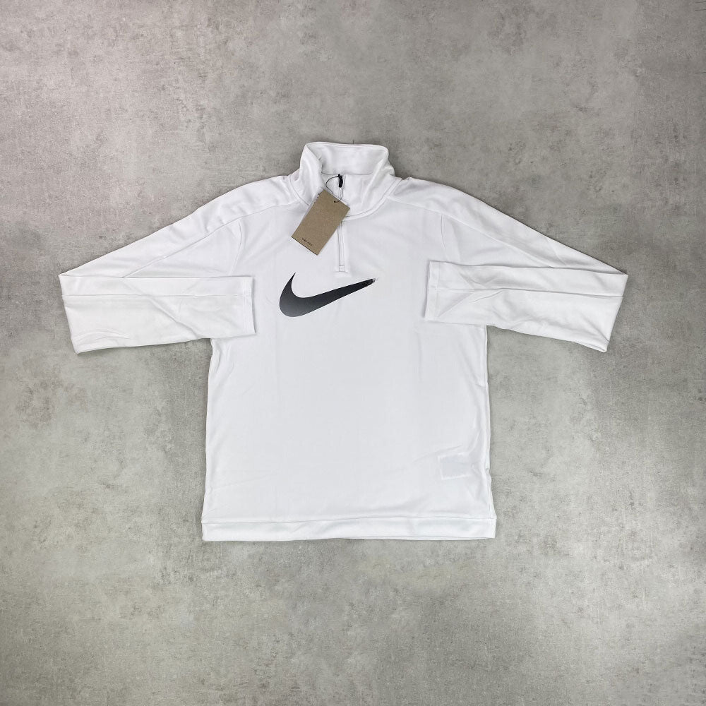 nke swoosh half zip active white/ black women's