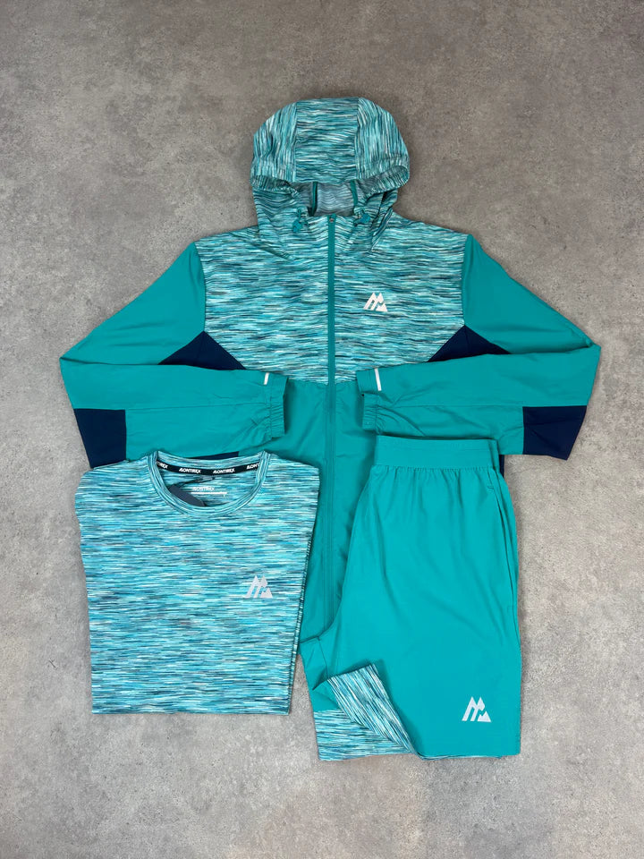 mtx tri blue/green set - jacket/tee/shorts