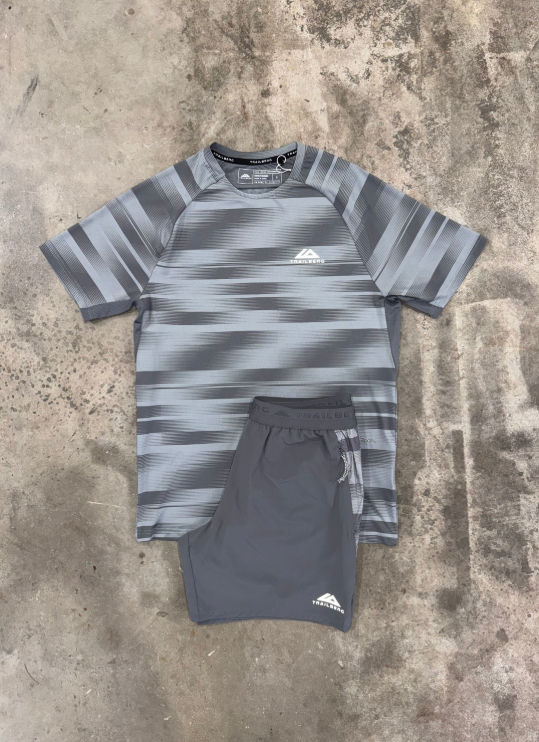 t-bg short set - grey glitch
