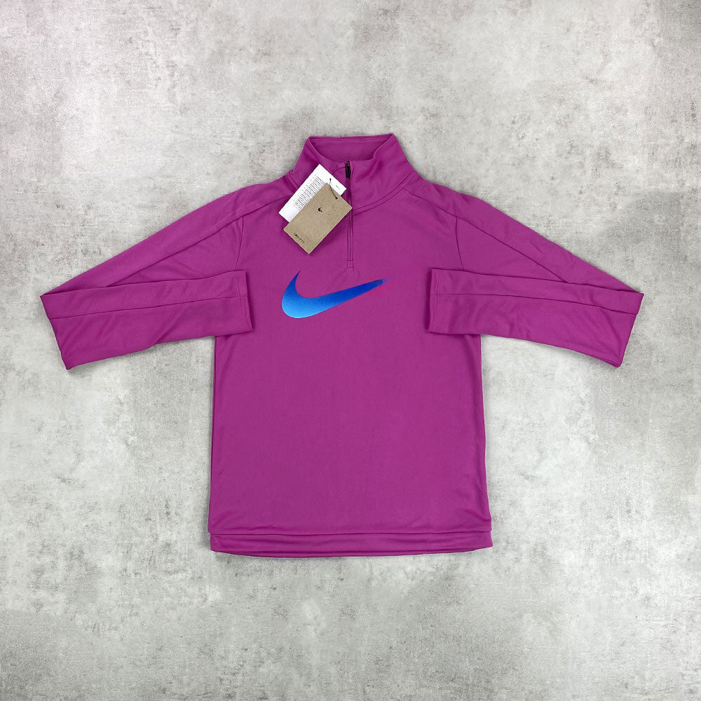 nke swoosh half zip active fucshia women's