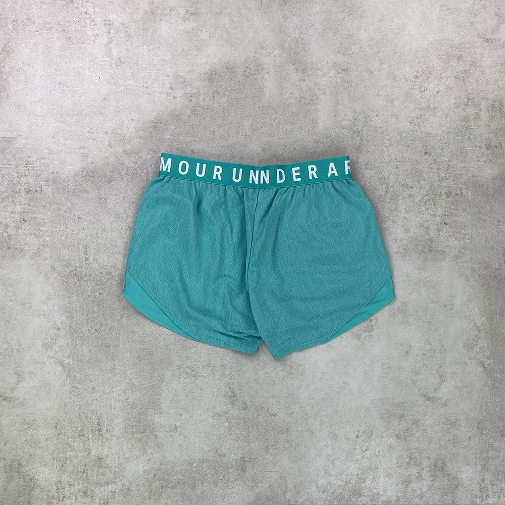 un arm play up shorts metallic green women's